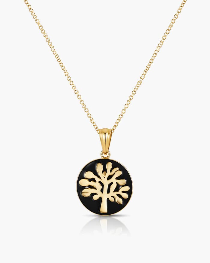 Tree Branch Disc Pendant Necklace
