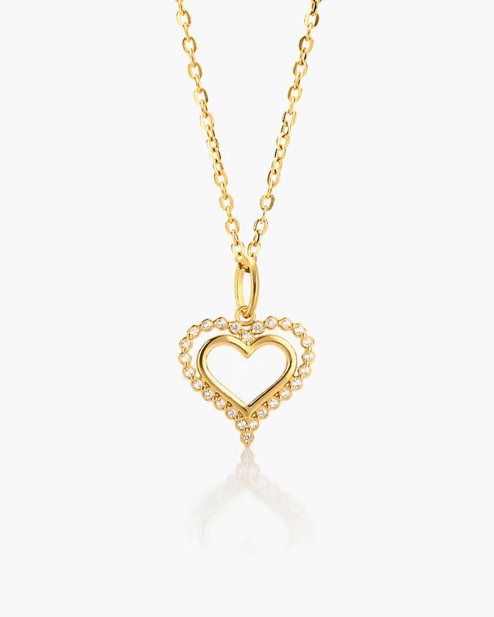 Dainty Hollow Heart Pendant Necklace