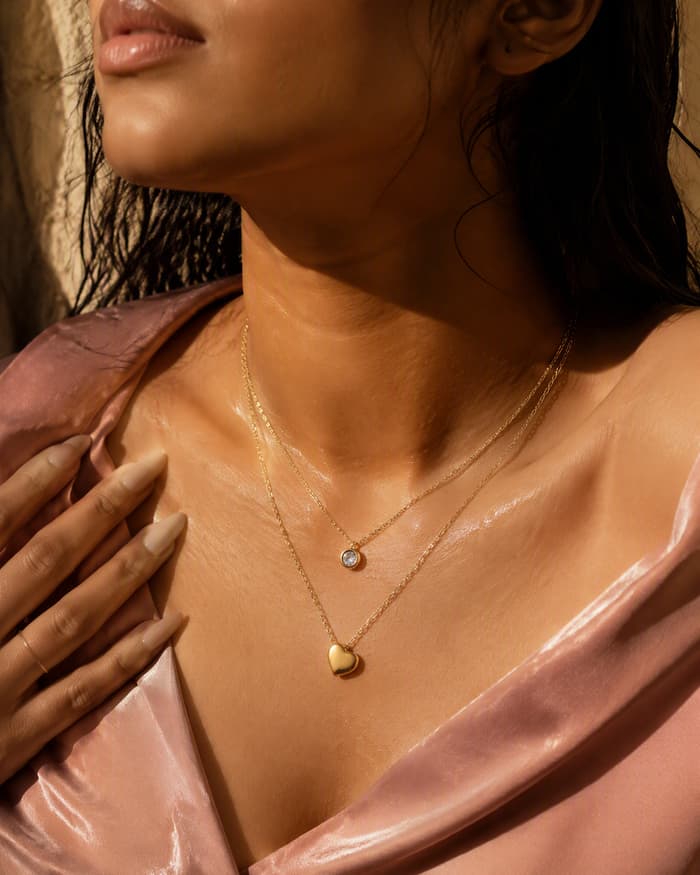 Dainty Butterfly Charm Necklace — worn
