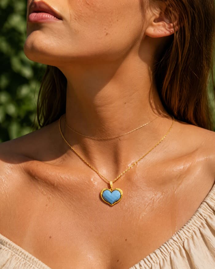 Cute Heart Pendant Necklace — worn