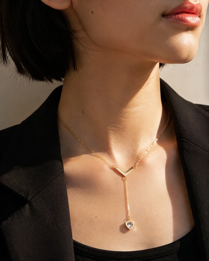 Dainty Letter L Heart Necklace — worn
