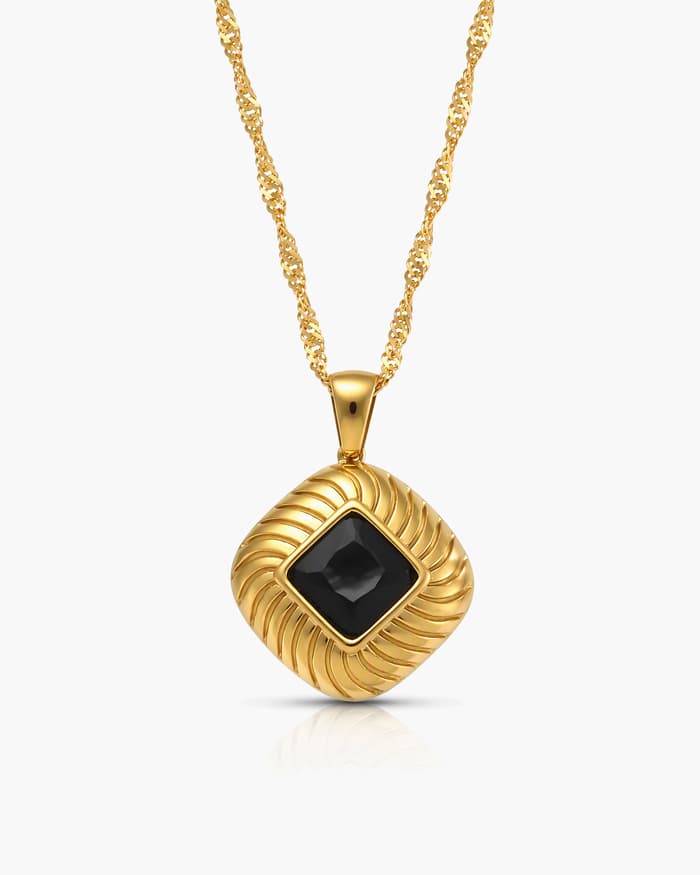 Vintage Twisted Square Pendant Necklace